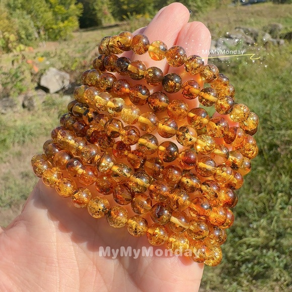 Flower Amber Bracelet 7mm - Picture 1 of 6